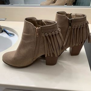 Suede Tan Fringe Bootie